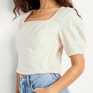 NWT Old Navy Square-Neck Seamed Denim Top